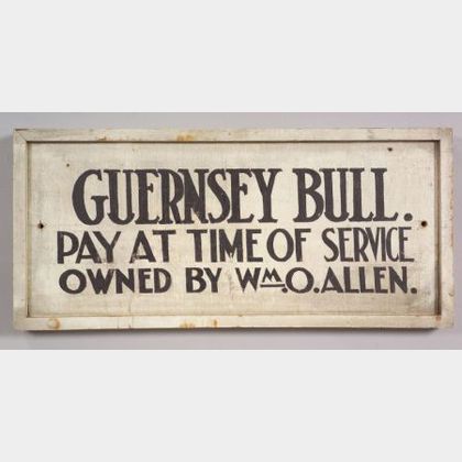 Painted Wooden Bull Stud Service Trade Sign