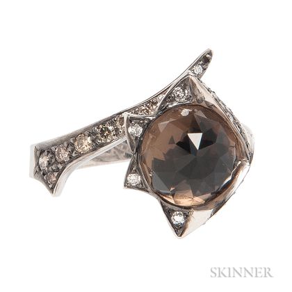 18kt Gold, Smoky Quartz, and Colored Diamond Ring, Stephen Webster