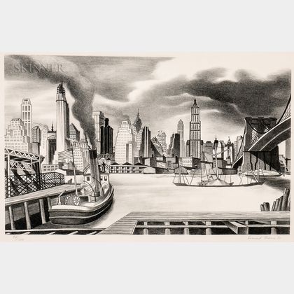 Ernest Fiene (American, 1894-1965) Waterfront (Manhattan)