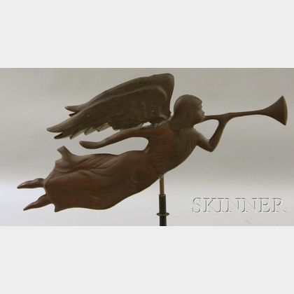 Molded Copper Angel with Trumpet Weather Vane