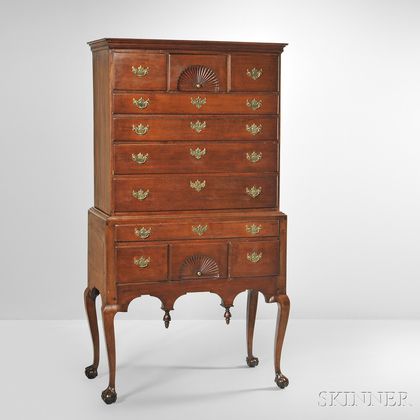 Carved Cherry High Chest of Drawers