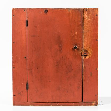 Small Red-painted Pine Hanging Cupboard