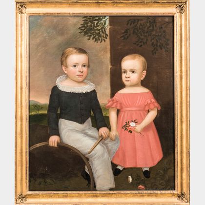 American School, Early 19th Century Portrait of Two Children