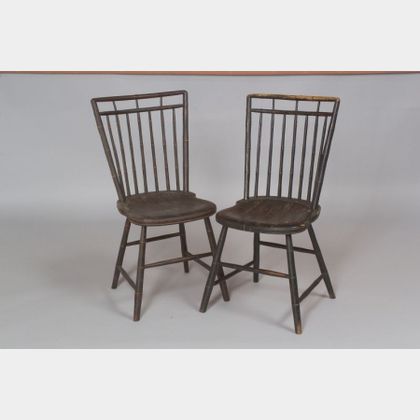 Pair of Windsor Grain-painted Birdcage Side Chairs