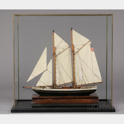 Cased Painted Wooden Model of the Schooner Yacht FLYING FISH