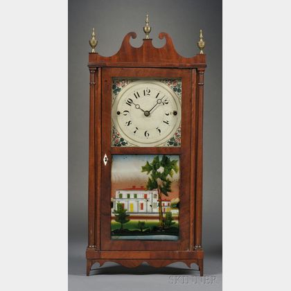 Erastus Hodges Mahogany Pillar and Scroll Shelf Clock