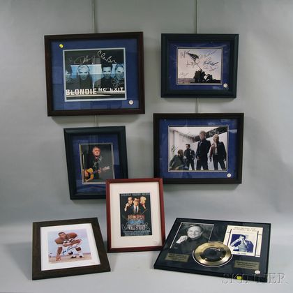 Eleven Framed Musician, Athlete, and Actor Autographs and Collectibles