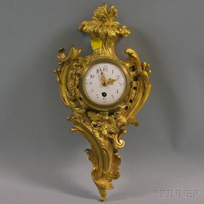 French Rococo-style Gilt-brass Wall Clock