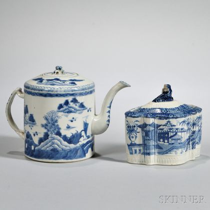 Export Porcelain Teapot and Tea Caddy