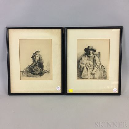After Rembrandt van Rijn (Dutch, 1606-1669) Two Framed Photomechanical Facsimiles: Clement de Jonghe