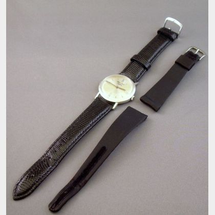 Boxed 14kt White Gold and Diamond Henri Pirot Tuxedo Watch
