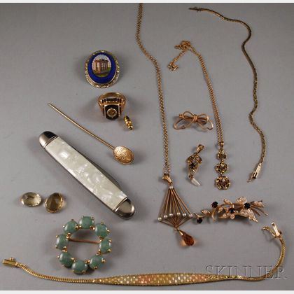 Group of Gold Jewelry and Unmounted Stones