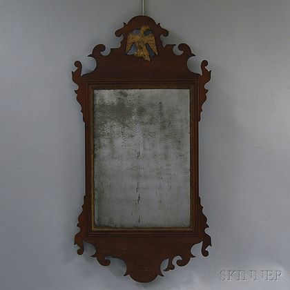 Chippendale Carved Mahogany Scroll-frame Mirror