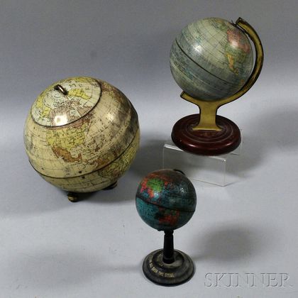 Three Globe-form Advertising Tins