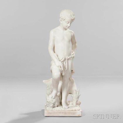 Continental School, 19th Century Marble Sculpture of a Boy with a Goat
