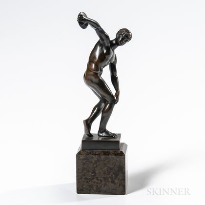 O. Opitz (German, 20th Century) Bronze Model of a Discus Thrower
