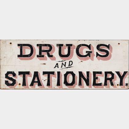 Painted "Drugs & Stationery" Sign