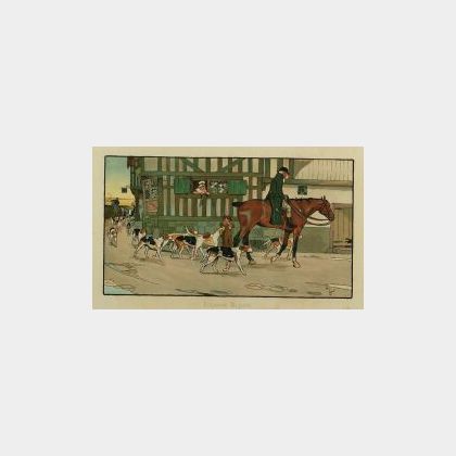 Lot of Six British Foxhunting Prints: Including Work by Cecil Charles Windsor Aldin (British, 1870-1935).
