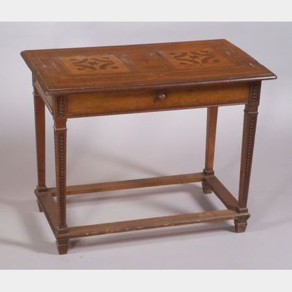 Continental Parquetry Inlaid Walnut Side Table