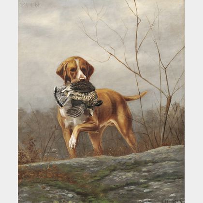 Alexander Pope (American, 1849-1924) Hunting Dog with a Grouse