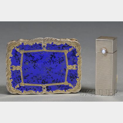 Italian .800 Silver and Enamel Compact and an Associated Silver Lipstick Case