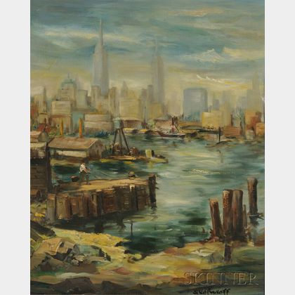 Betty E. Skolnikoff (American, 1902-1998) Lot of Two New York City Views