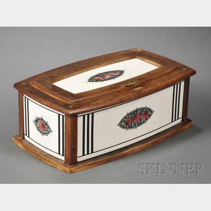German Porcelain and Wood Breadbox