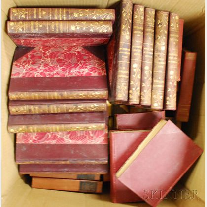 Thirty-two Decorative Gilt Leather-bound Books and Twenty-five Cloth-bound Books