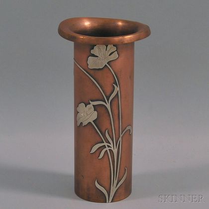 Heinz Art Metal Shop Silver on Bronze Vase