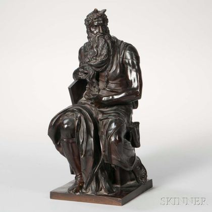 After Michelangelo (Italian, 1475-1564) Bronze Figure of The Seated Moses