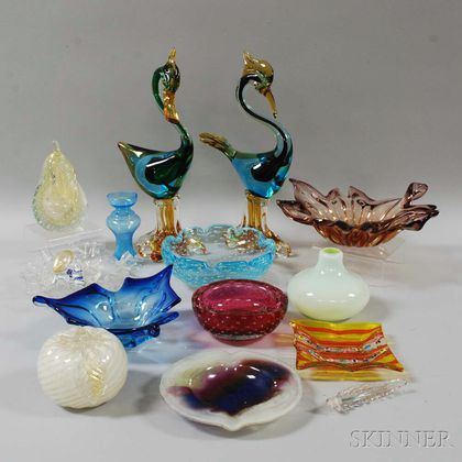 Thirteen Pieces of Venetian Glass