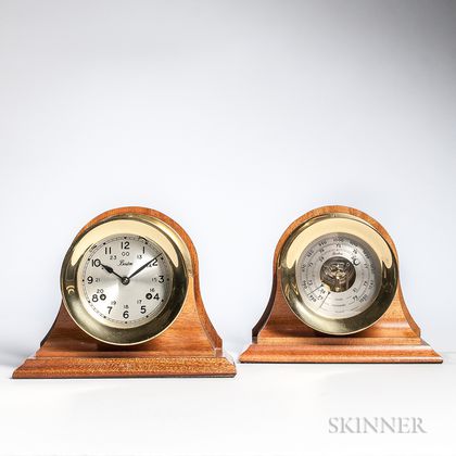 Brass Ship's Clock and Barometer Set