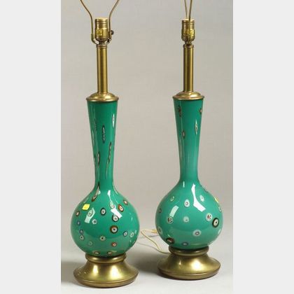 Two Murano Glass Table Lamps