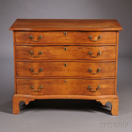 Chippendale Figured Maple Serpentine Chest of Drawers