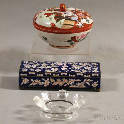 Two Asian Decorative Items and a Lalique Ashtray