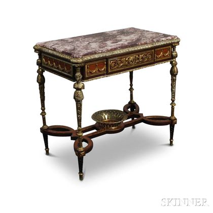 Louis XVI-style Ormolu-mounted Marble-top Fruitwood Gueridon