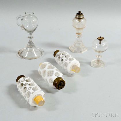 Six Glass Oil Lamps