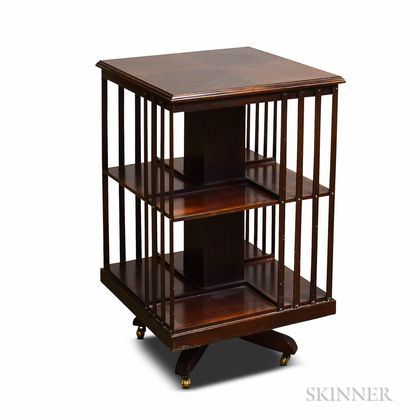 Mission-style Mahogany Two-tier Revolving Bookcase