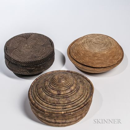 Three Congo Lidded Baskets