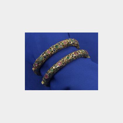 Pair of Gem-set Bangle Bracelets