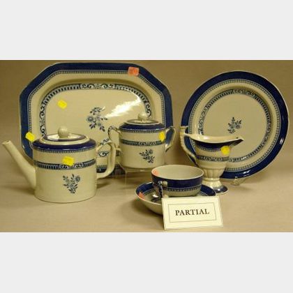 Sixty-five Piece Copeland Spode Blue and White Old Bedford Pattern Partial Dinner Service. 