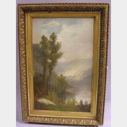 Framed Oil on Canvas Depicting a Mountain Lake