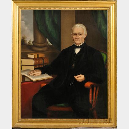 American School, 19th Century Portrait of a White-haired Gentleman Seated in a Chair.