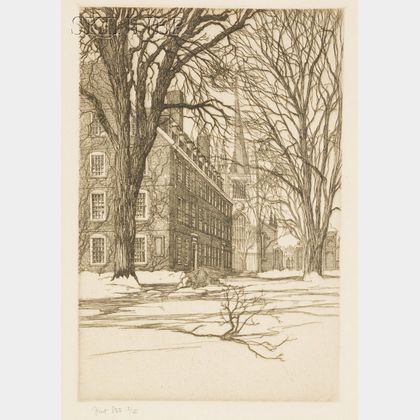 Samuel V. Chamberlain (American, 1895-1975) The Harvard Yard, Cambridge