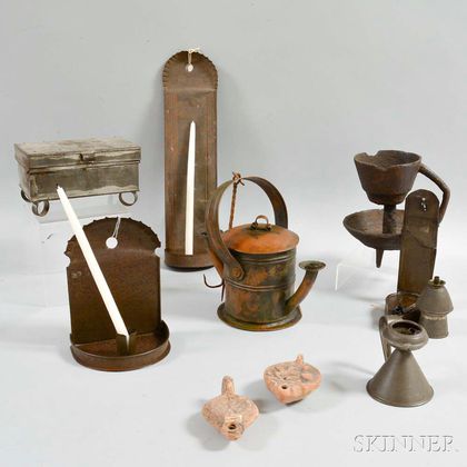 Group of Early Mostly Metal Lighting Devices