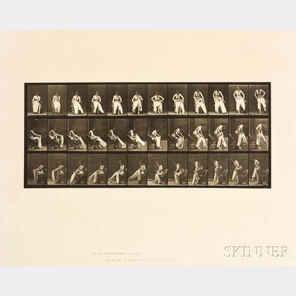 Eadweard Muybridge (British, 1830-1904) Two Plates from Animal Locomotion: Plate 77 (Nude Woman Walking Up a Ramp) and Plate 420 (Semi-