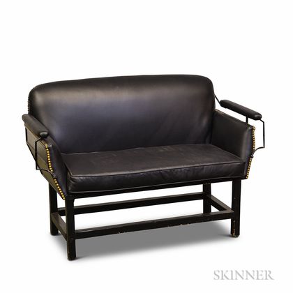 Black-painted and Upholstered Buggy Seat