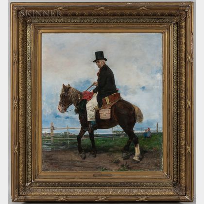 Attributed to Romàn Ribera Cirera (Spanish, 1849-1935) A Gentleman Caller on Horseback