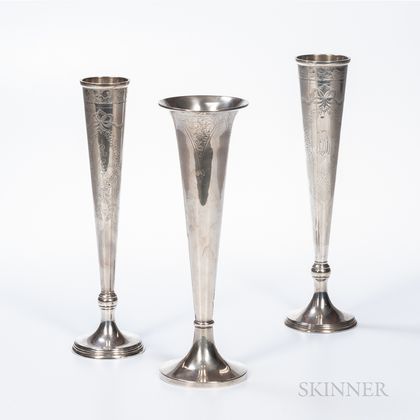 Three American Sterling Silver Vases