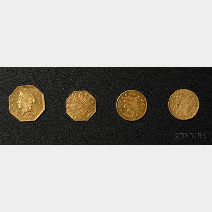 Four California Private Mint Gold Coins
